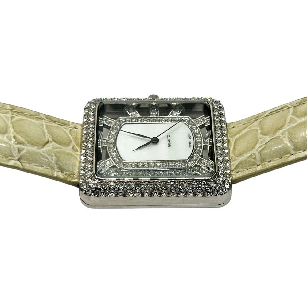 ADRIENNE Quartz Collection Japan Movement Club Watch White Croc Strap Needs Bat